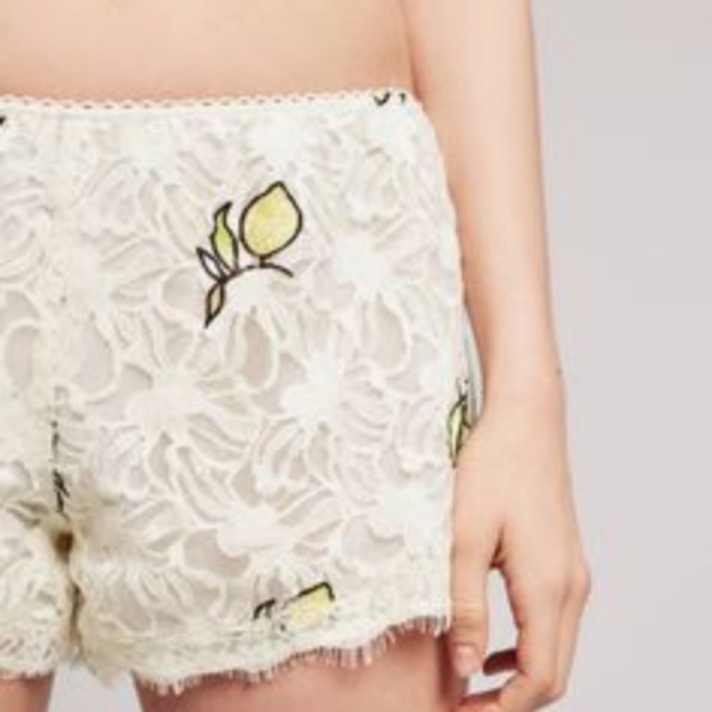 Anthro Floreat Lemon Lace Sleep Shorts Eyelash - Picture 2 of 8